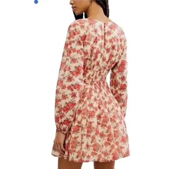 NEW Free People Women's Keep You Smocked Mini Dress Ivory Combo Small NWT - Picture 7 of 8